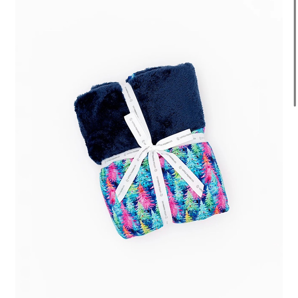 Little pajama co colorful trees plush blanket